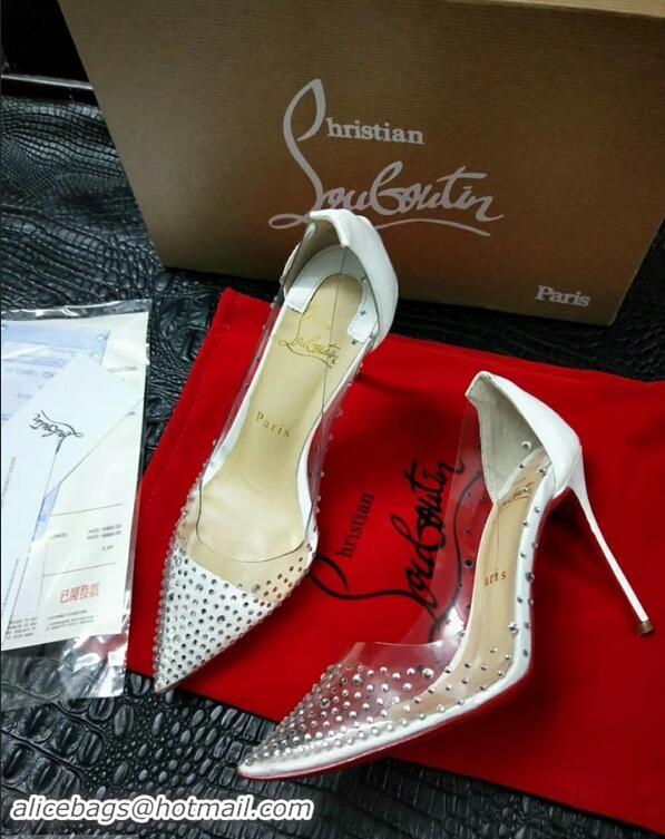 Luxury Cheapest Christian Louboutin Degrastrass crystal PVC pumps CL4532