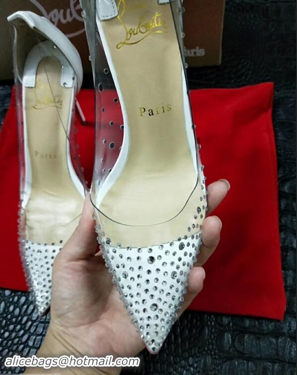 Luxury Cheapest Christian Louboutin Degrastrass crystal PVC pumps CL4532