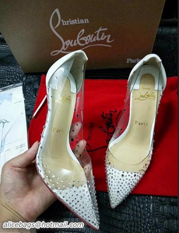 Luxury Cheapest Christian Louboutin Degrastrass crystal PVC pumps CL4532