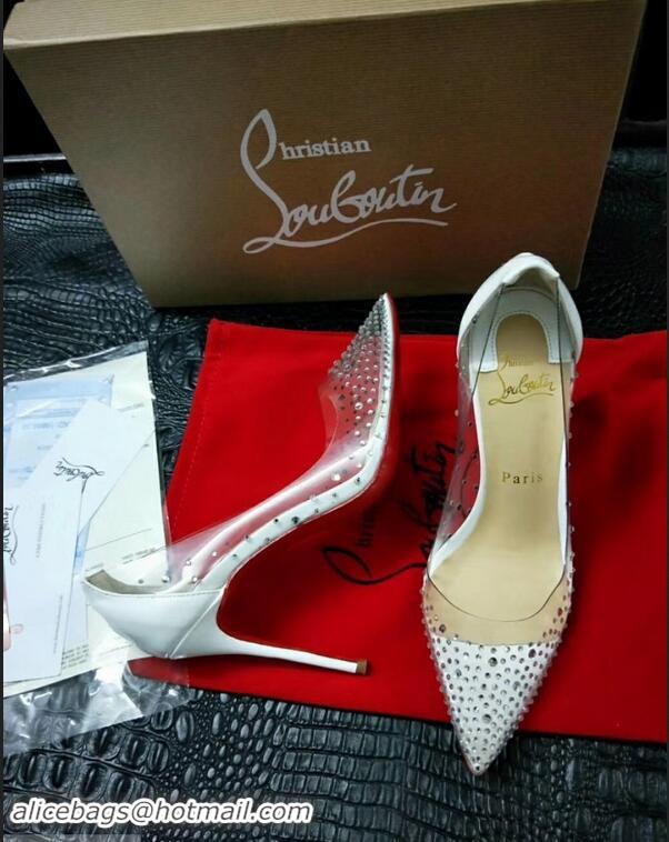 Luxury Cheapest Christian Louboutin Degrastrass crystal PVC pumps CL4532