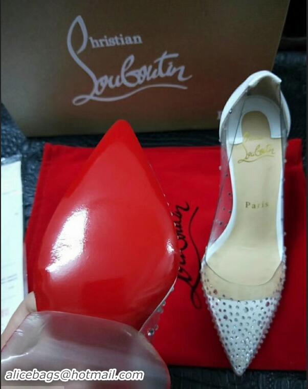 Luxury Cheapest Christian Louboutin Degrastrass crystal PVC pumps CL4532