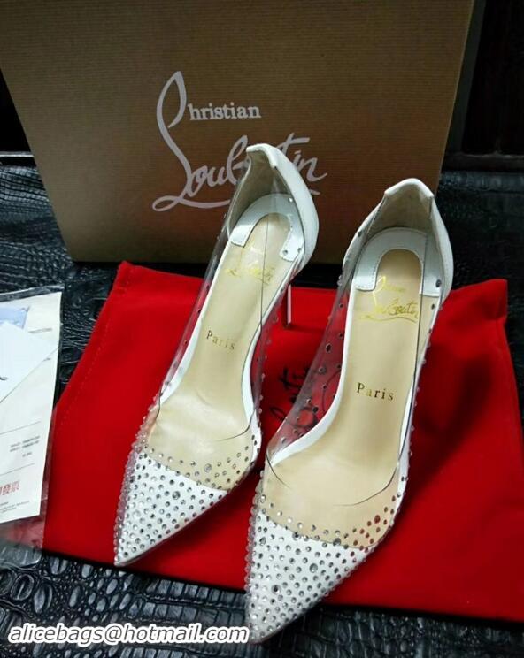 Luxury Cheapest Christian Louboutin Degrastrass crystal PVC pumps CL4532