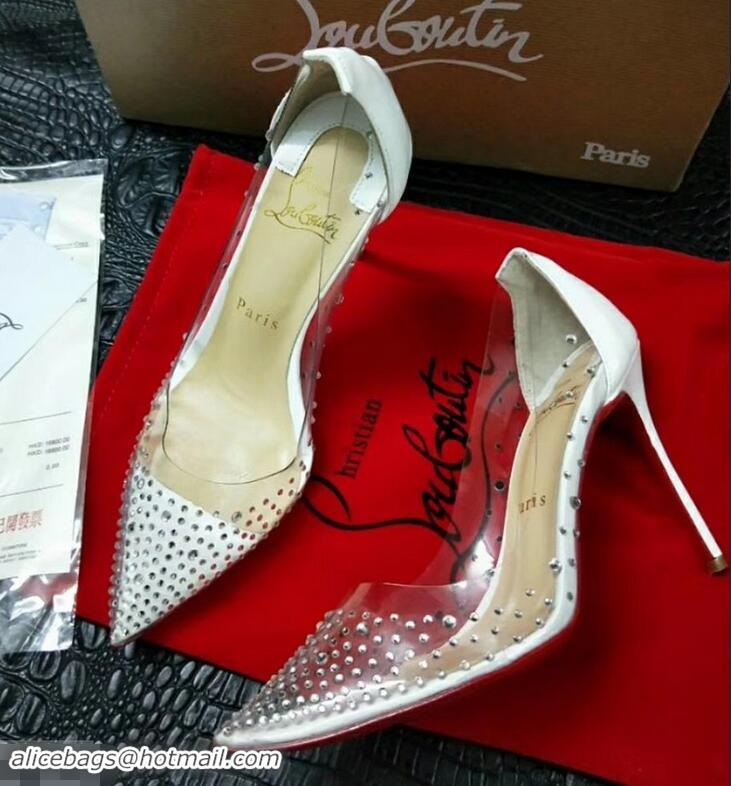 Luxury Cheapest Christian Louboutin Degrastrass crystal PVC pumps CL4532