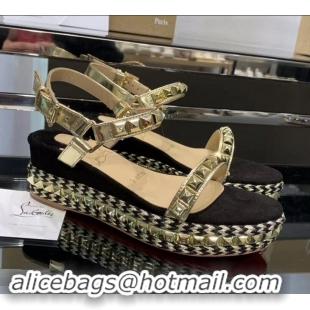 Shop Faux Christian Louboutin 60MM Pyraclou Rockstud Wedges CL9704