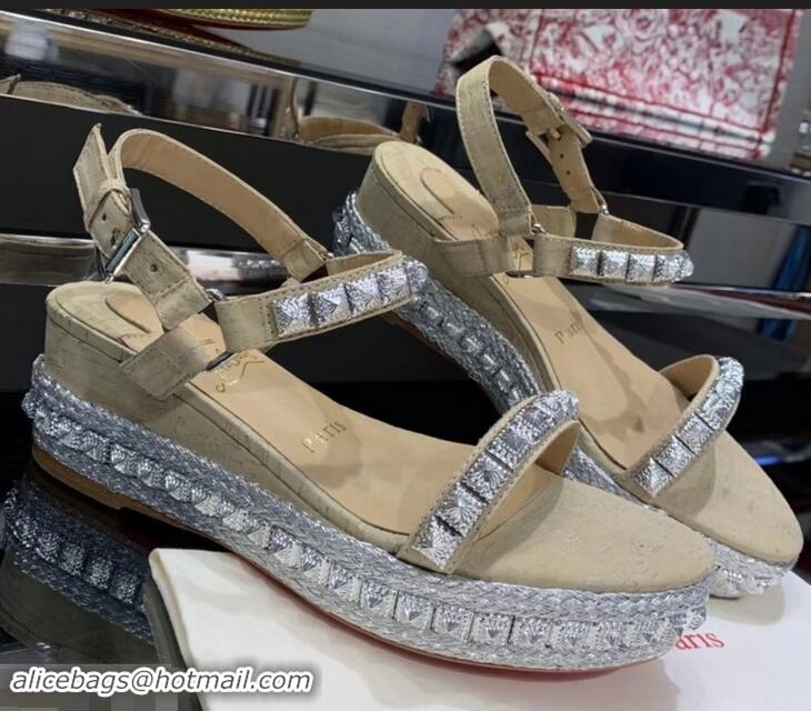 Top Design Christian Louboutin 60MM Pyraclou Rockstud Wedges CL9707