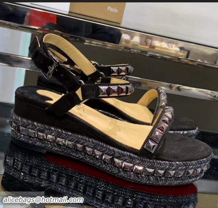 Good Discount Christian Louboutin 60MM Pyraclou Rockstud Wedges CL9709