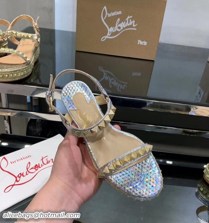 Specials Discount Christian Louboutin 60MM Pyraclou Rockstud Wedges CL9711