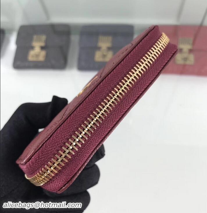 Discount Chanel Caviar Leather Classic Zipped Card Holder A69271 Burgundy