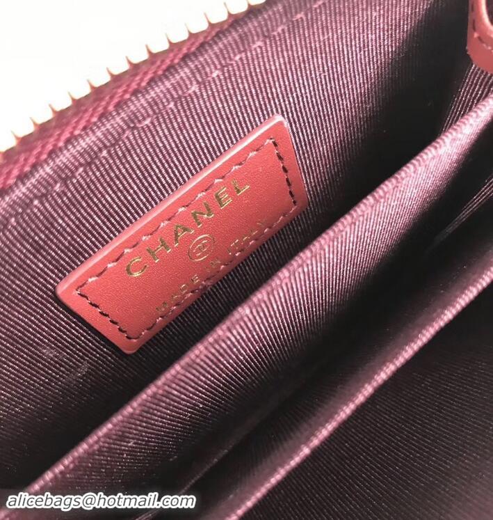 Discount Chanel Caviar Leather Classic Zipped Card Holder A69271 Burgundy