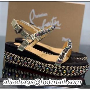 Unique Ladies Christian Louboutin 60MM Pyraclou Rockstud Wedges CL9714