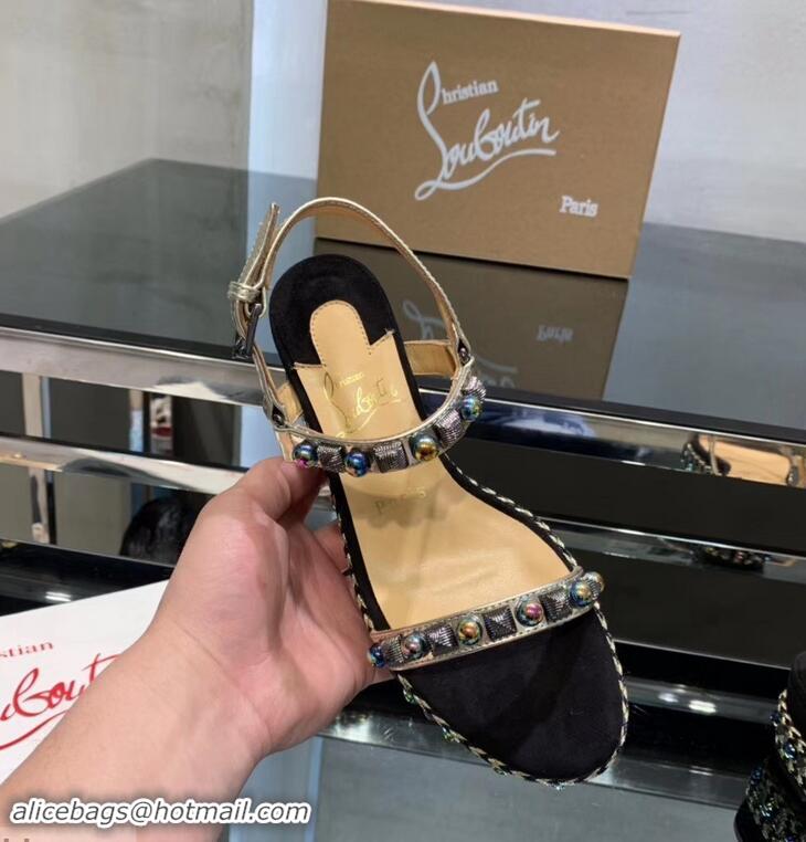 Unique Ladies Christian Louboutin 60MM Pyraclou Rockstud Wedges CL9714