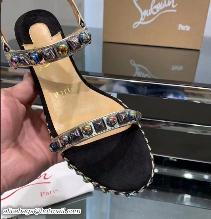 Unique Ladies Christian Louboutin 60MM Pyraclou Rockstud Wedges CL9714