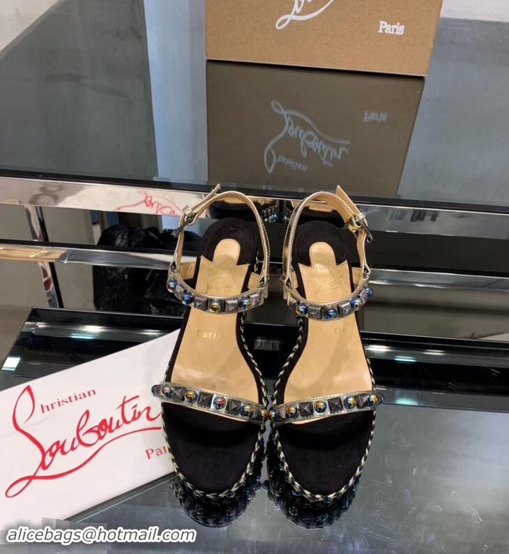 Unique Ladies Christian Louboutin 60MM Pyraclou Rockstud Wedges CL9714