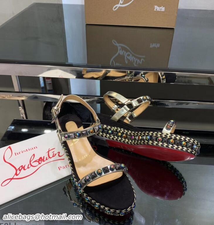 Unique Ladies Christian Louboutin 60MM Pyraclou Rockstud Wedges CL9714