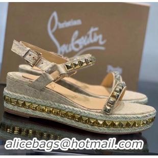 Good Product Christian Louboutin 60MM Pyraclou Rockstud Wedges CL9715