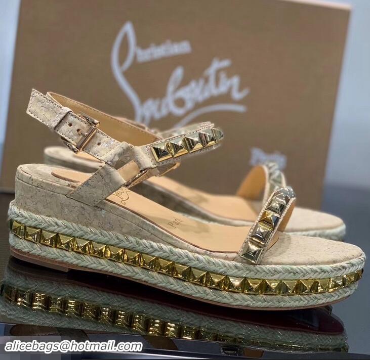 Good Product Christian Louboutin 60MM Pyraclou Rockstud Wedges CL9715