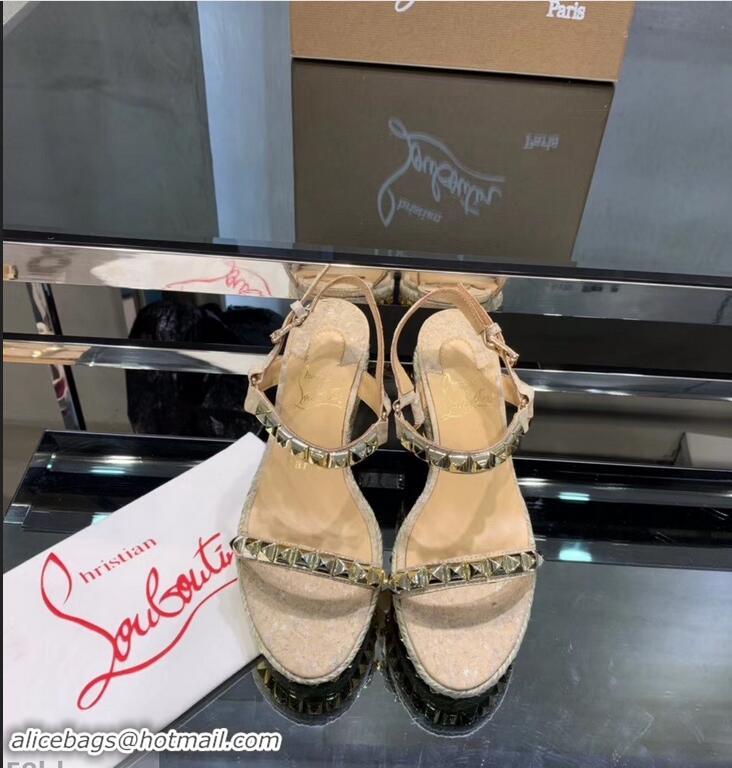 Good Product Christian Louboutin 60MM Pyraclou Rockstud Wedges CL9715