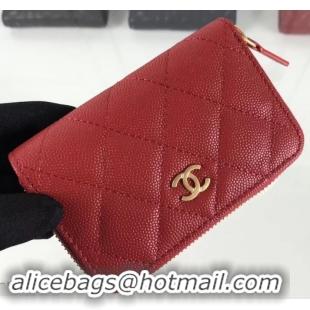 Original Cheap Chanel Caviar Leather Classic Zipped Card Holder A69271 Red