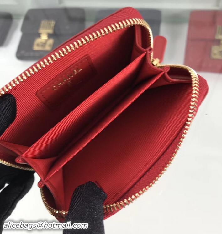 Original Cheap Chanel Caviar Leather Classic Zipped Card Holder A69271 Red