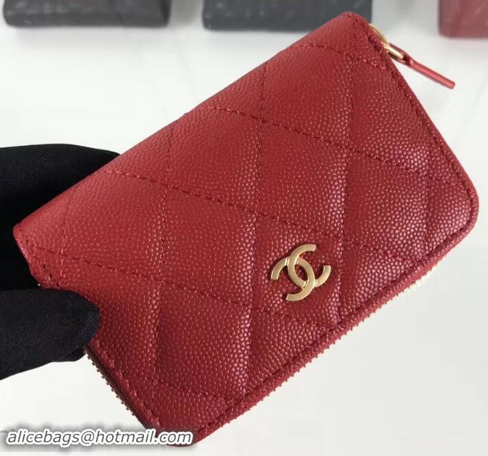 Original Cheap Chanel Caviar Leather Classic Zipped Card Holder A69271 Red