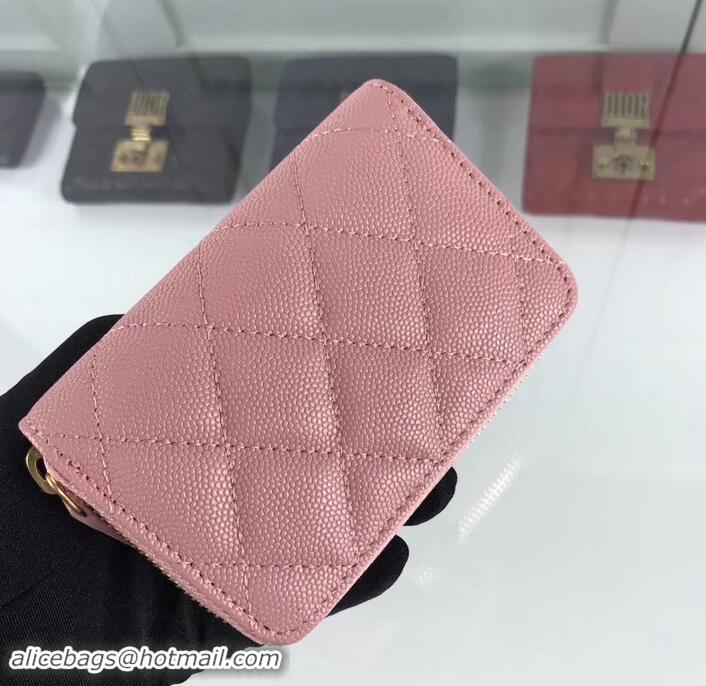 Hot Style Chanel Caviar Leather Classic Zipped Card Holder A69271 Pink