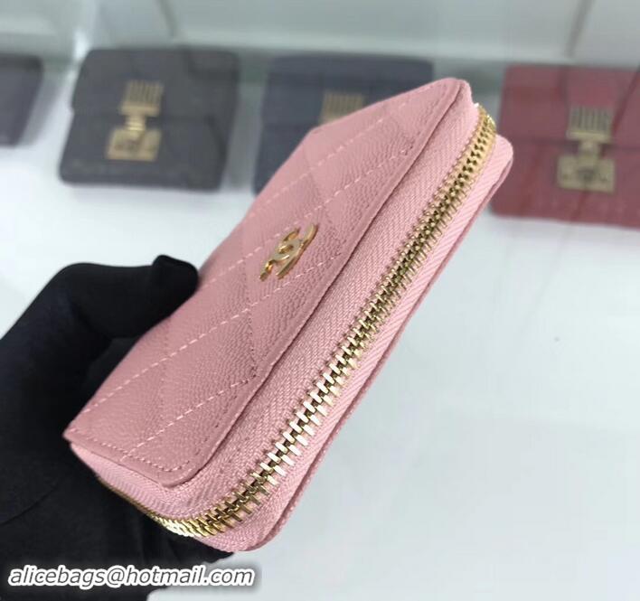 Hot Style Chanel Caviar Leather Classic Zipped Card Holder A69271 Pink