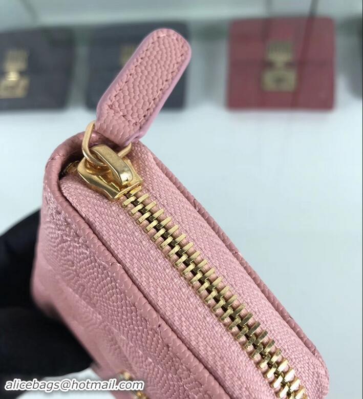 Hot Style Chanel Caviar Leather Classic Zipped Card Holder A69271 Pink