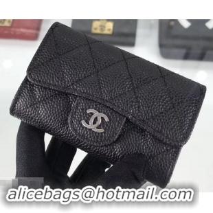 Best Price Chanel Grained Leather Classic Flap Card Holder A80799 BlackSilver