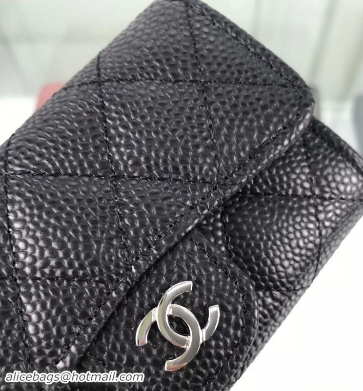 Best Price Chanel Grained Leather Classic Flap Card Holder A80799 BlackSilver