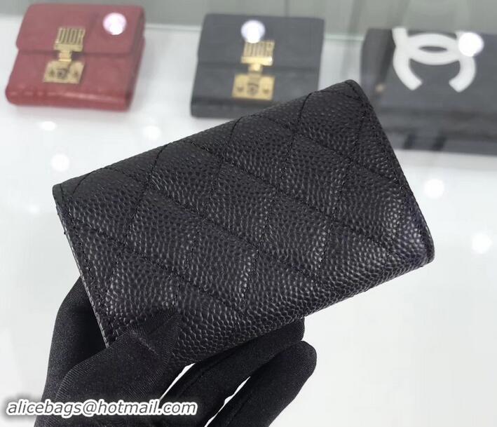 Best Price Chanel Grained Leather Classic Flap Card Holder A80799 BlackSilver