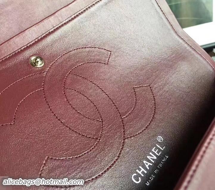 Perfect Chanel Classic jumbo Flap Bag 1113 burgundy in patent leather with silver Hardware 