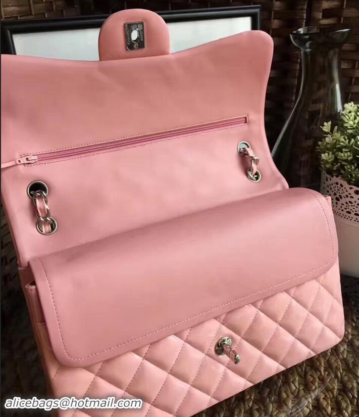 Luxury Chanel Classic jumbo Flap Bag 1113 pink in patent leather with silver Hardware 