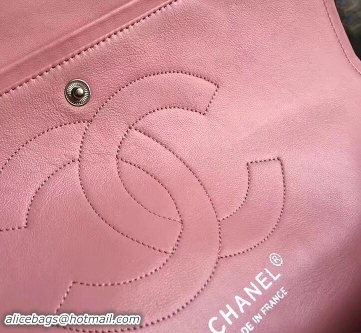 Luxury Chanel Classic jumbo Flap Bag 1113 pink in patent leather with silver Hardware 