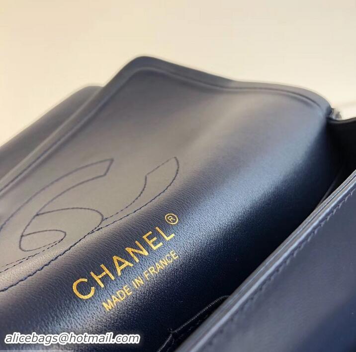 Classic Chanel Classic jumbo Flap Bag 1113 navy blue in patent leather with Gold Hardware