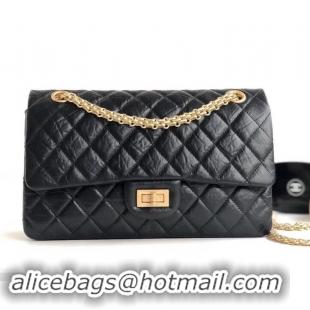 Sumptuous Chanel 2.55 Reissue Size 225 Bag in wrinkled calfskin with gold hardware 602712 black