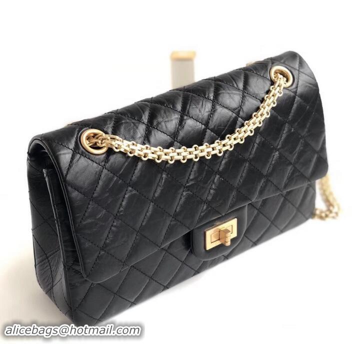 Sumptuous Chanel 2.55 Reissue Size 225 Bag in wrinkled calfskin with gold hardware 602712 black