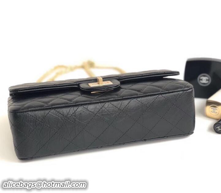 Sumptuous Chanel 2.55 Reissue Size 225 Bag in wrinkled calfskin with gold hardware 602712 black