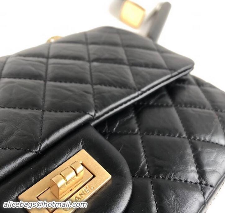 Sumptuous Chanel 2.55 Reissue Size 225 Bag in wrinkled calfskin with gold hardware 602712 black