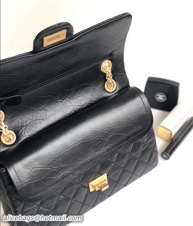 Sumptuous Chanel 2.55 Reissue Size 225 Bag in wrinkled calfskin with gold hardware 602712 black