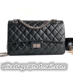 Top Grade Chanel 2.55 Reissue Size 225 Bag in wrinkled calfskin with silver hardware 602712 black