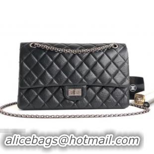 Crafted Chanel 2.55 Reissue Size 226 Bag in wrinkled calfskin black with silver hardware 602713