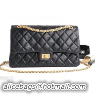 Cheap Chanel 2.55 Reissue Size 226 Bag in wrinkled calfskin black with gold hardware 602714