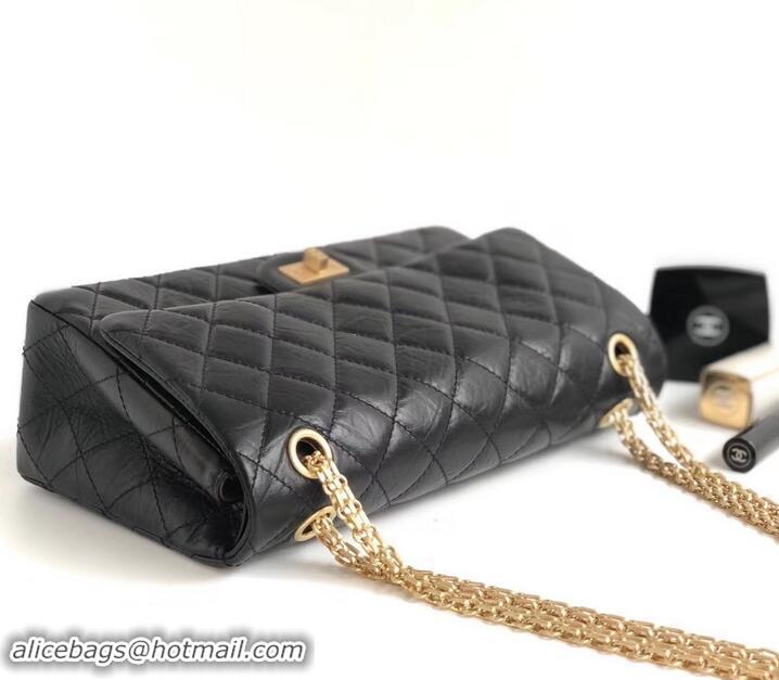 Cheap Chanel 2.55 Reissue Size 226 Bag in wrinkled calfskin black with gold hardware 602714