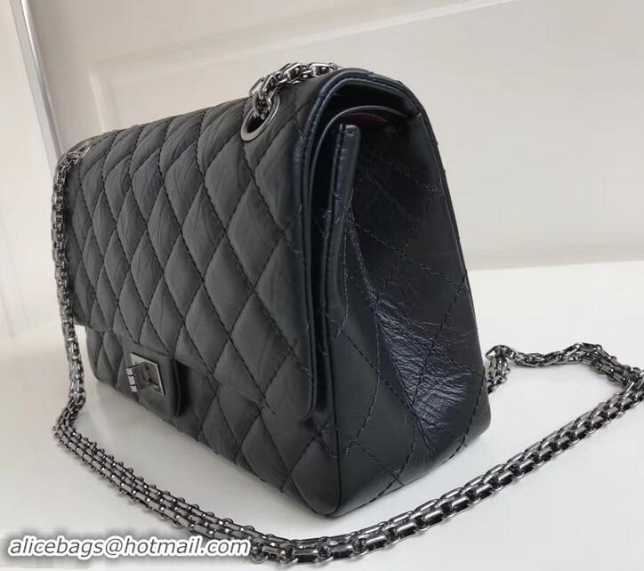 Good Looking Chanel 2.55 Reissue Size 227 Bag in wrinkled calfskin black with silver hardware 602715