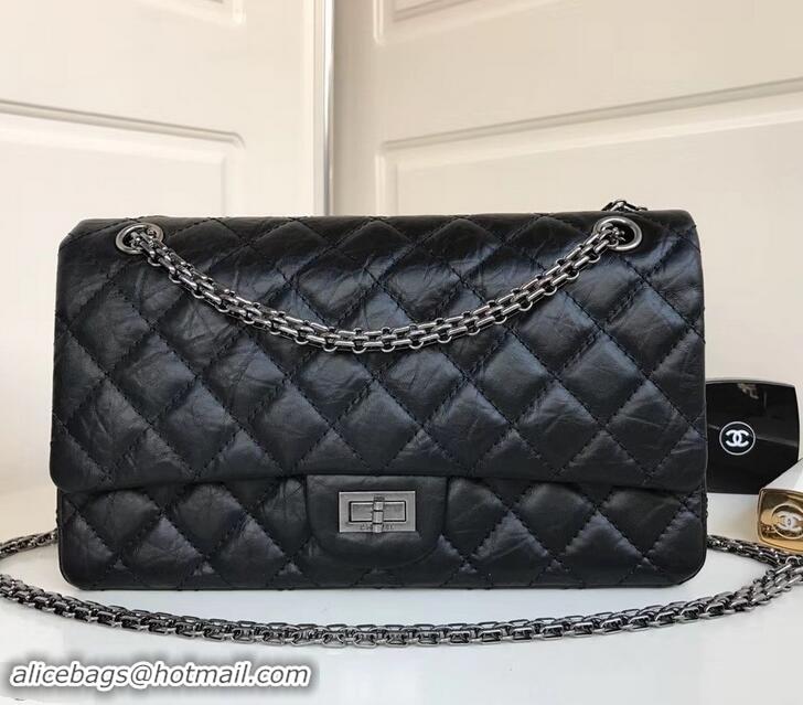 Good Looking Chanel 2.55 Reissue Size 227 Bag in wrinkled calfskin black with silver hardware 602715