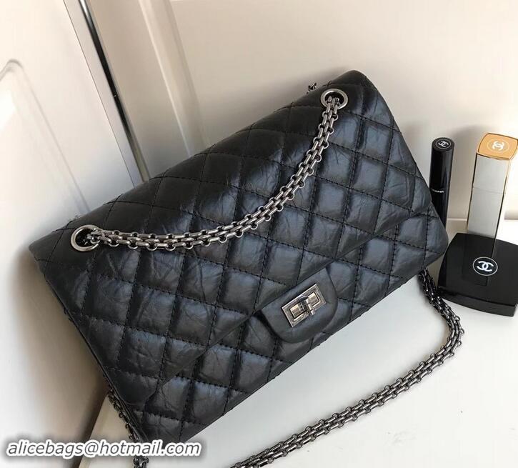 Good Looking Chanel 2.55 Reissue Size 227 Bag in wrinkled calfskin black with silver hardware 602715