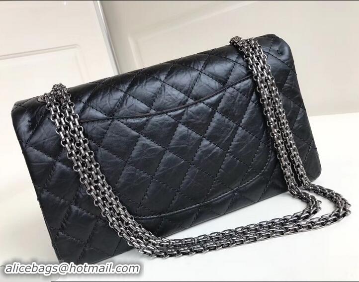 Good Looking Chanel 2.55 Reissue Size 227 Bag in wrinkled calfskin black with silver hardware 602715