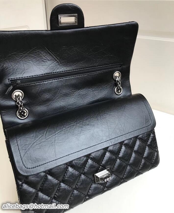 Good Looking Chanel 2.55 Reissue Size 227 Bag in wrinkled calfskin black with silver hardware 602715