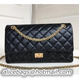 Unique Style Chanel 2.55 Reissue Size 227 Bag in wrinkled calfskin black with gold hardware 602715