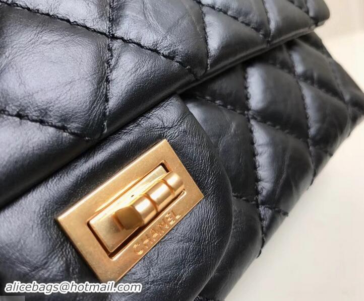 Unique Style Chanel 2.55 Reissue Size 227 Bag in wrinkled calfskin black with gold hardware 602715